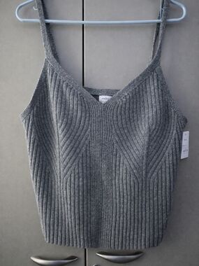 Auden Gray Ribbed V-Neck Knit Cami